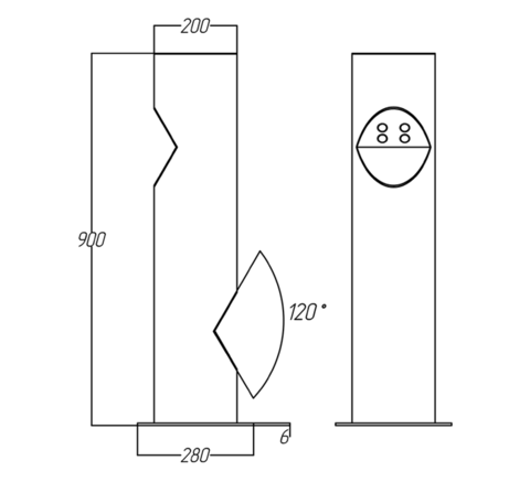 LGT-Park-Dion Парковый светодиодный светильник габаритные чертежи